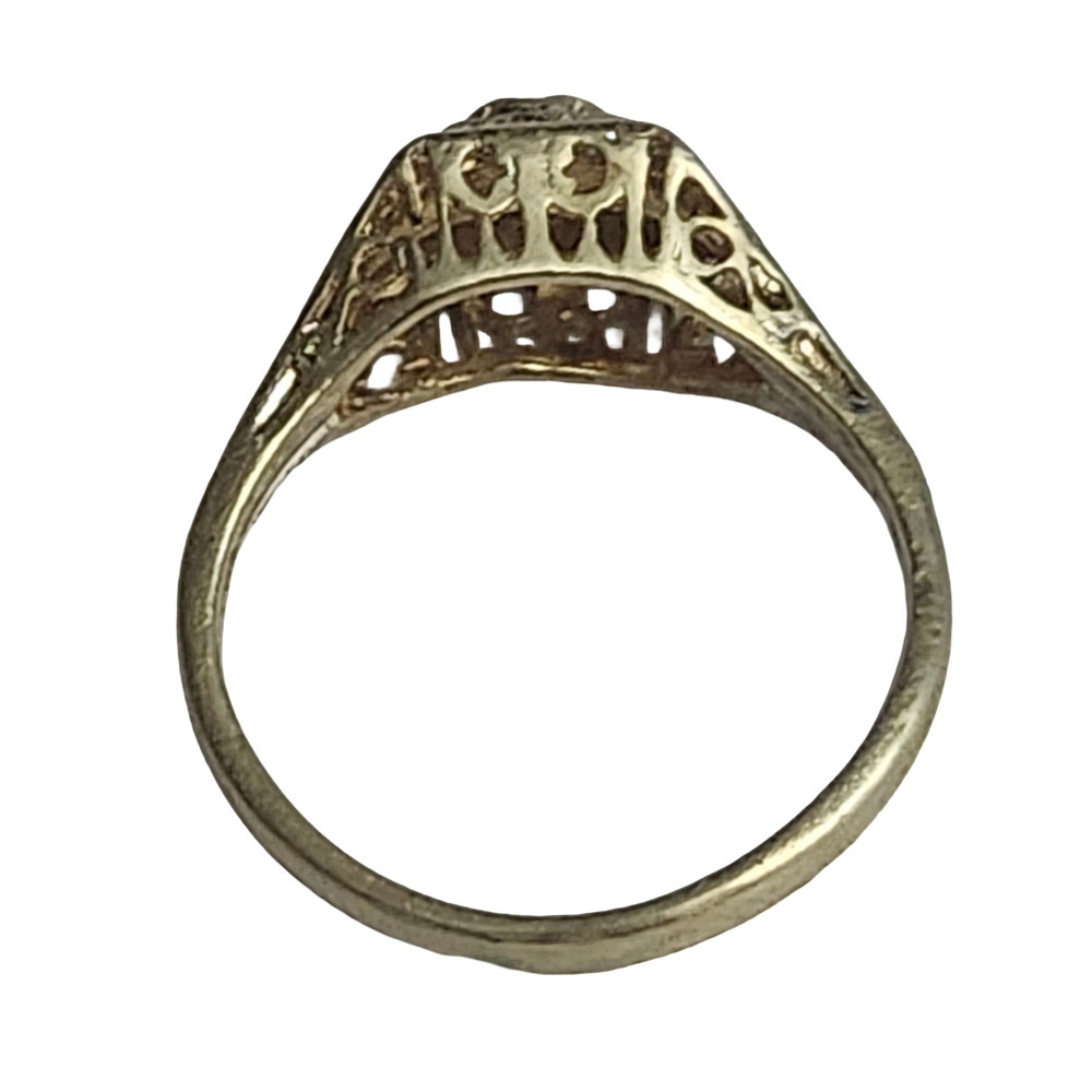 ​Antique 1930s Art Deco Depression Era Filigree Gold Filled Ring Size 9 - Picture 6 of 6